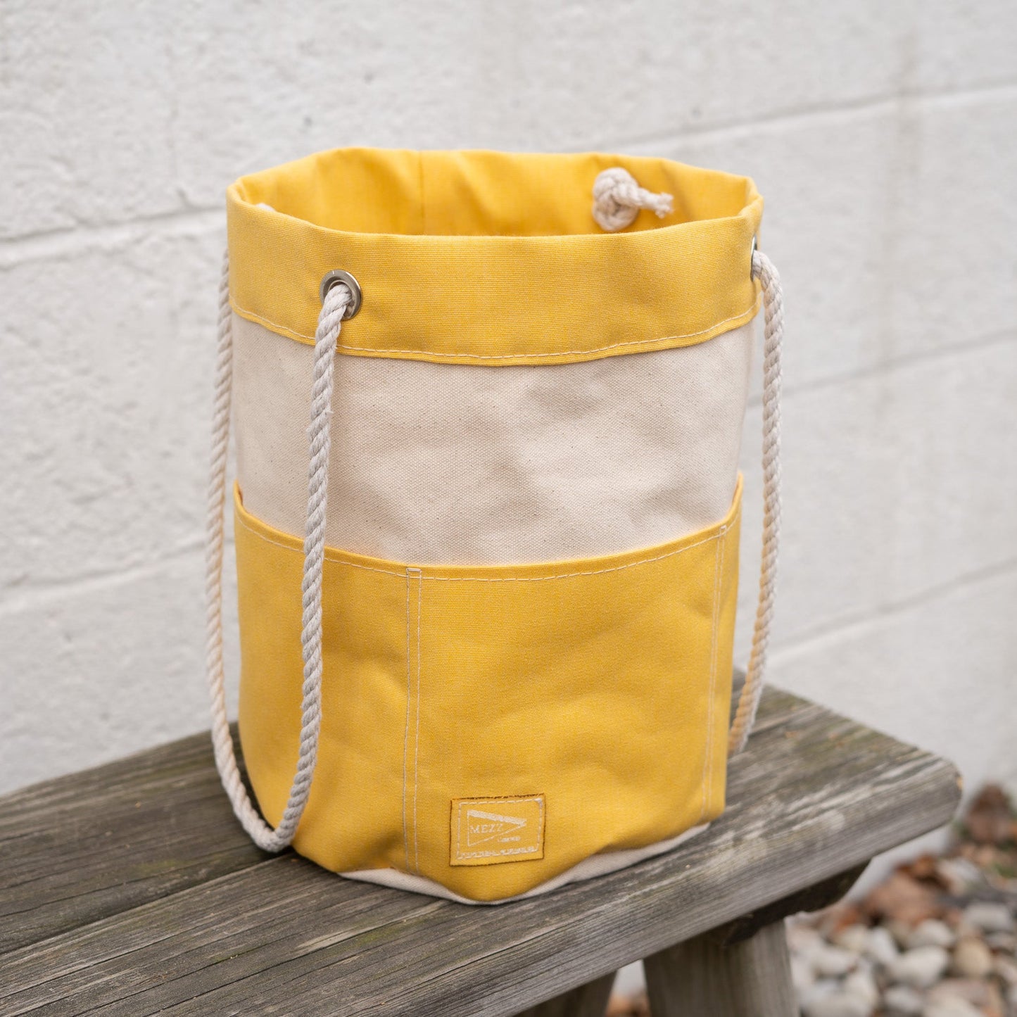 Mezz Canvas Rope Handle Bucket Bag Yellow