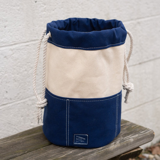 Mezz Canvas Drawstring Rigger Bucket Bag Blue