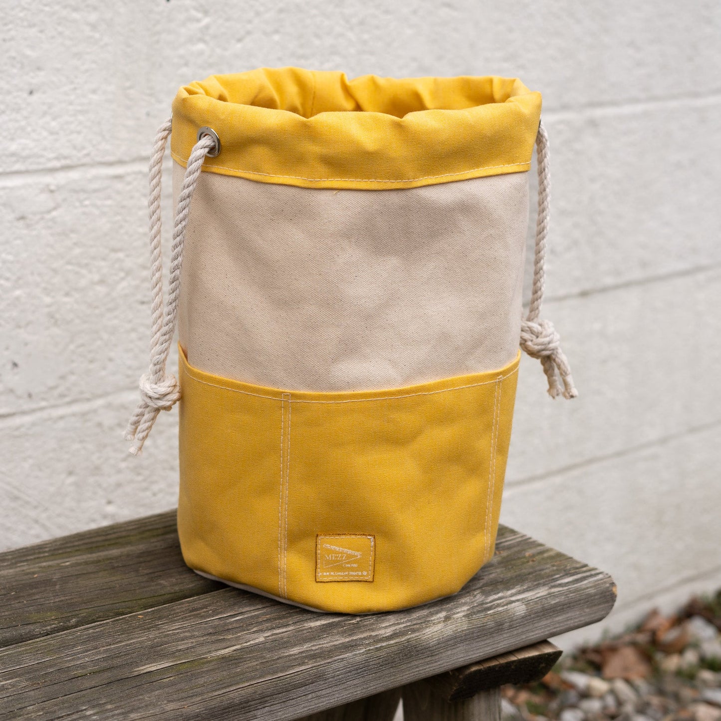 Mezz Canvas Drawstring Rigger Bucket Bag Yellow