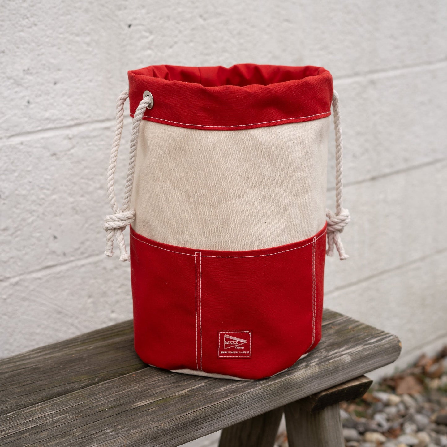 Mezz Canvas Drawstring Rigger Bucket Bag Red