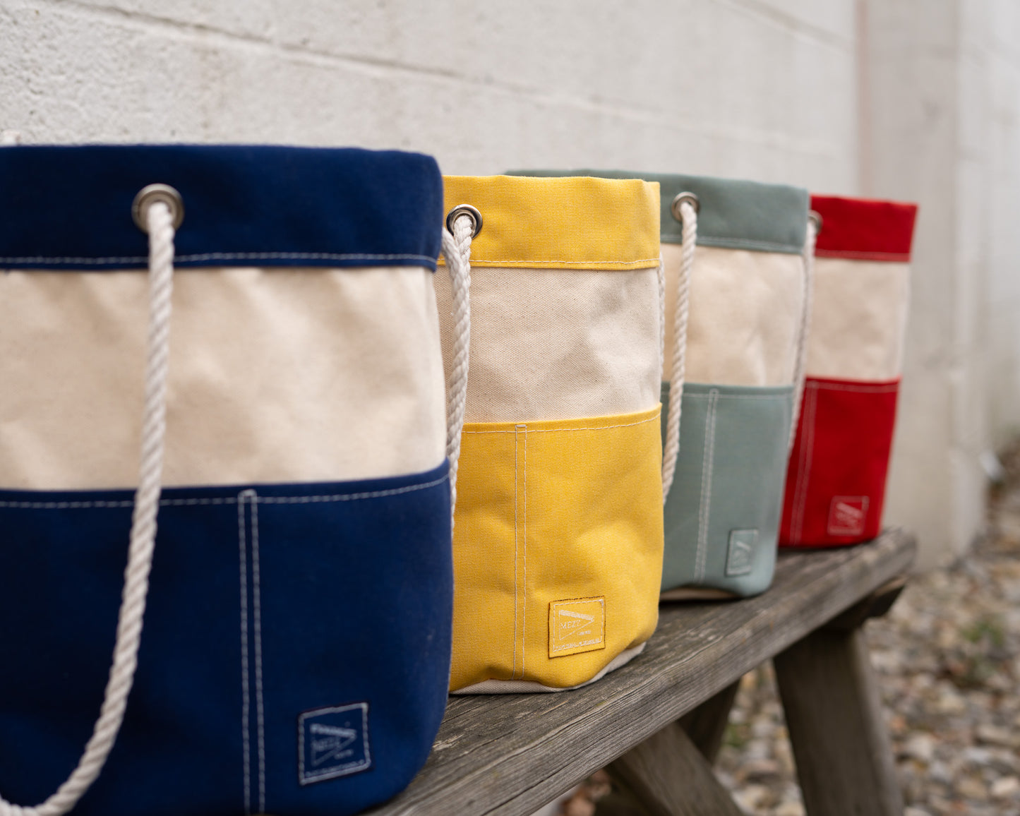 Handcrafted mezz canvas Rope Handle Bucket Bag
