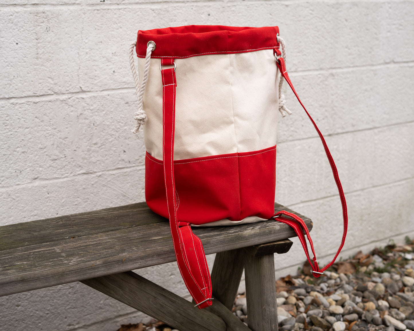 Red Rolltop Canvas Backpack