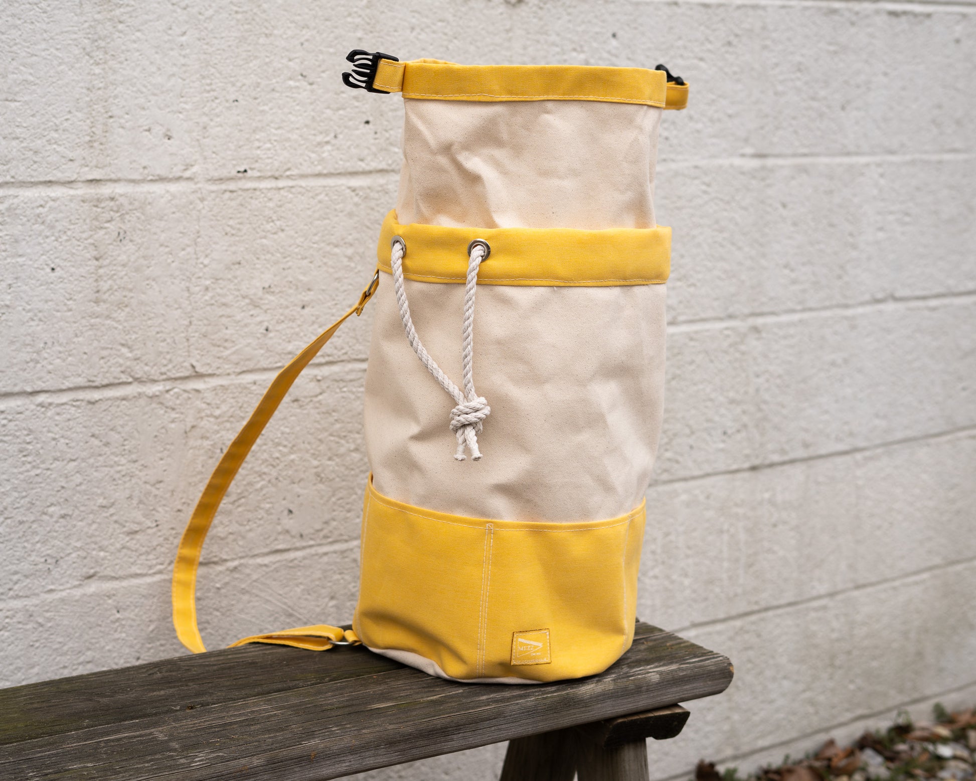 Yellow Rolltop Canvas Backpack closure