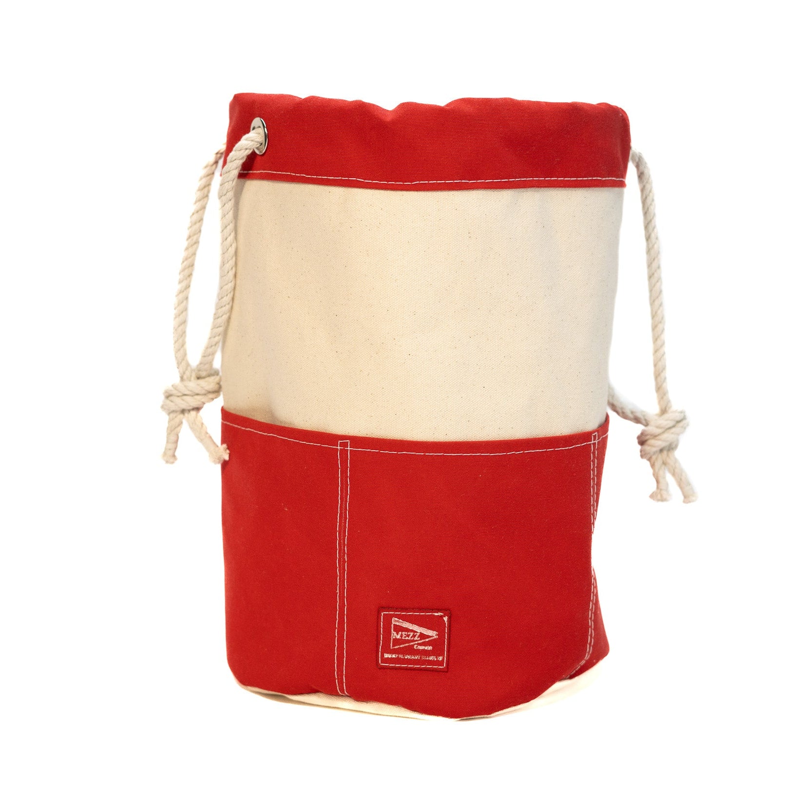 Handcrafted Canvas Drawstring Rigger Bucket Bag Red