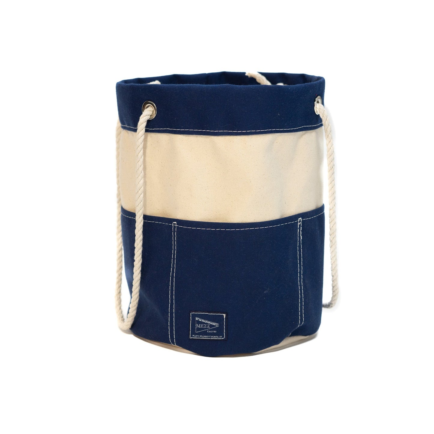 Handcrafted canvas Rope Handle hand bag Blue