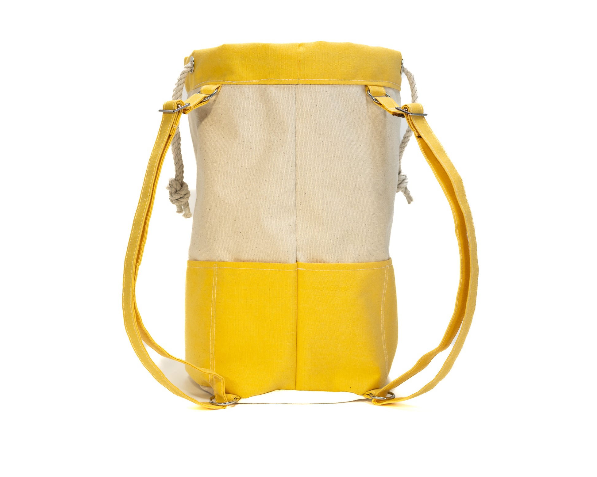 yellow Canvas Rolltop Backpack beach bag straps