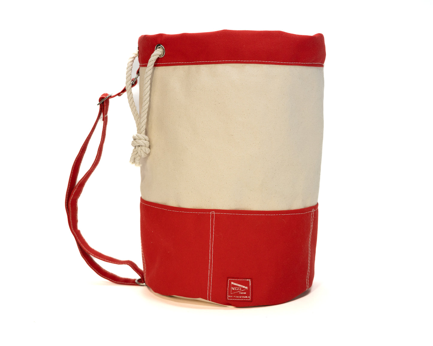 red Canvas Rolltop Backpack beach bag