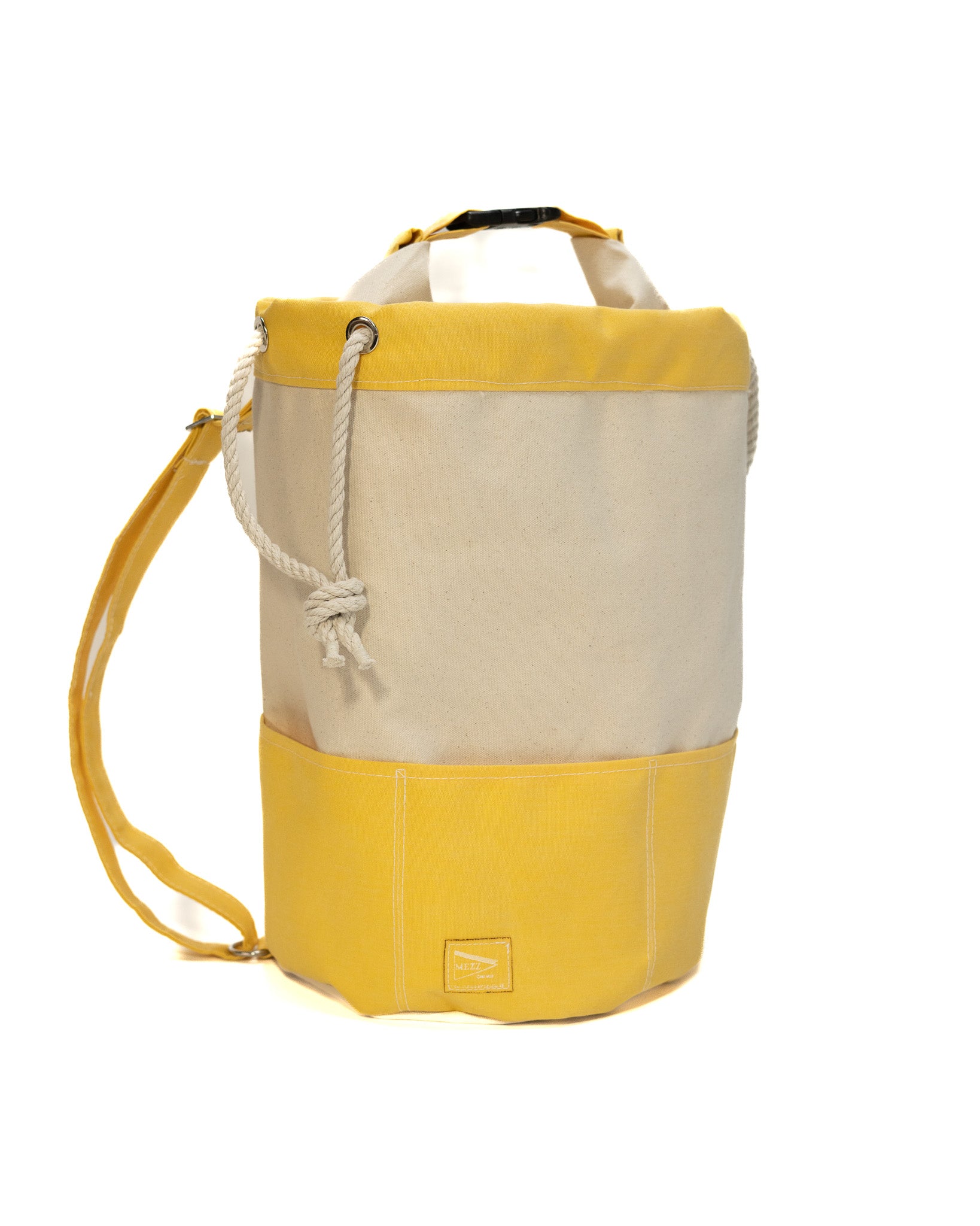 yellow Nautical Canvas Rolltop Backpack closure