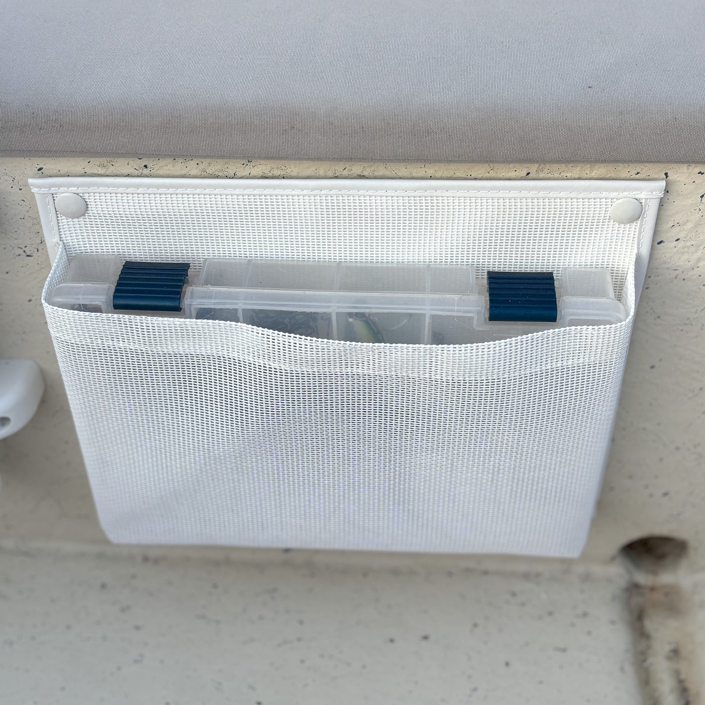 Marine Mesh Single Tackle Box Boat Storage Sleeve (Screw or Adhesive Mount)