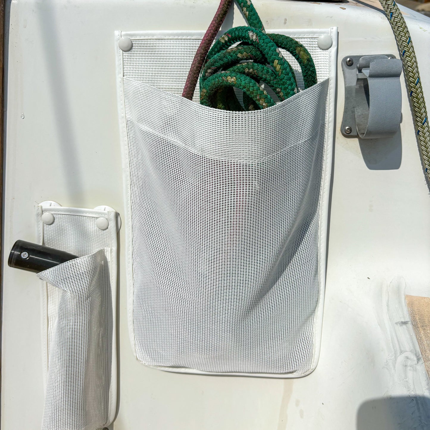 Snap Mounted Sailboat Halyard storage pouch