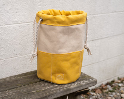 Mezz Canvas Drawstring Rigger Bucket Bag Yellow