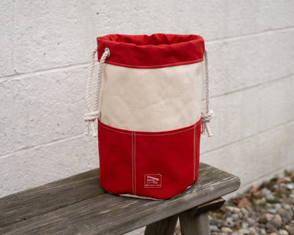 Mezz Canvas Drawstring Rigger Bucket Bag Red