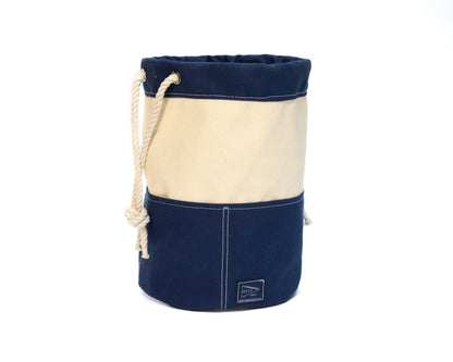 Handcrafted Canvas Drawstring Rigger Bucket Bag Blue