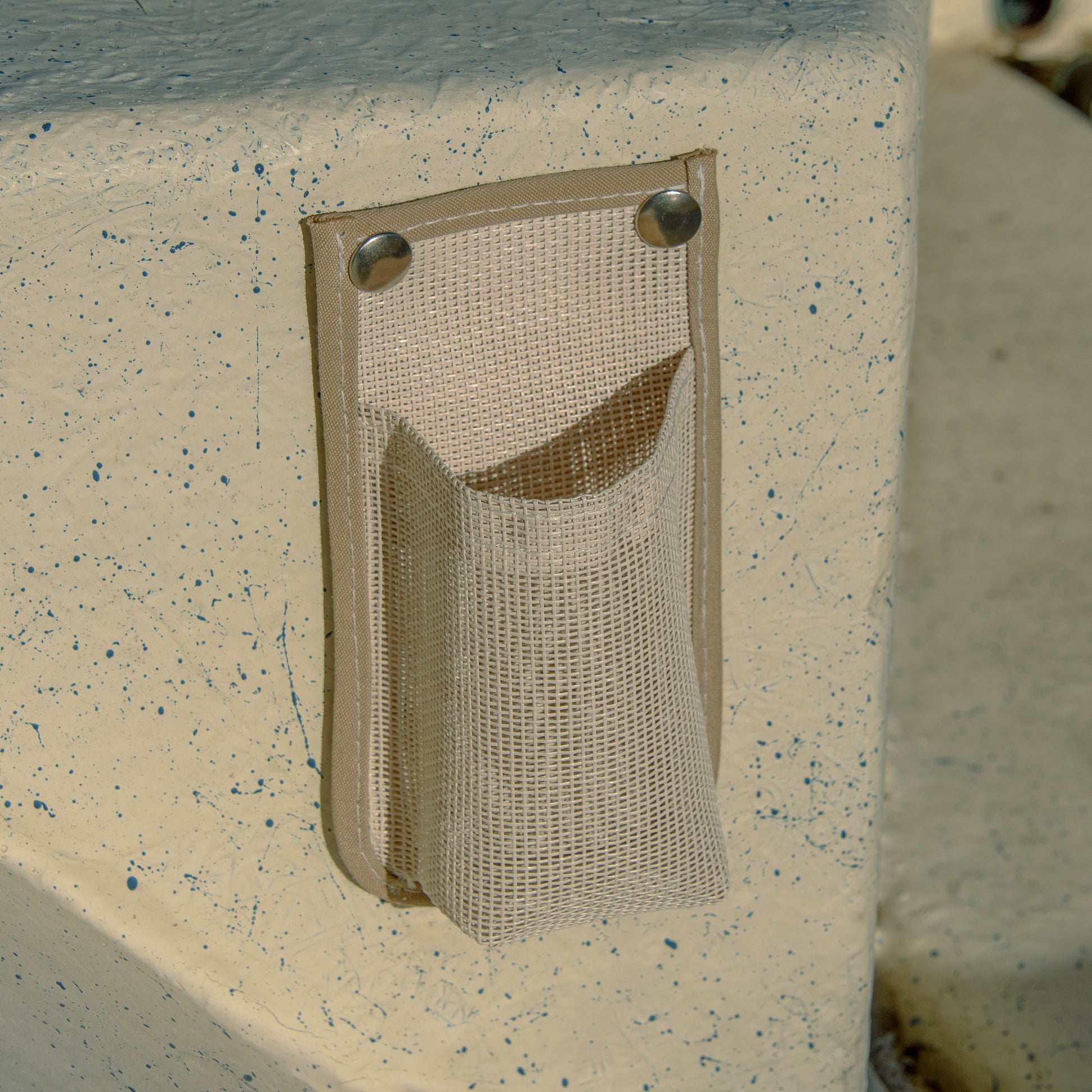 Mezz Mesh Tan Cup Holder for a boat