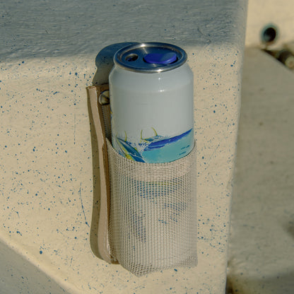 Tan Boat Cup Holder with a 16oz. Water Bottle