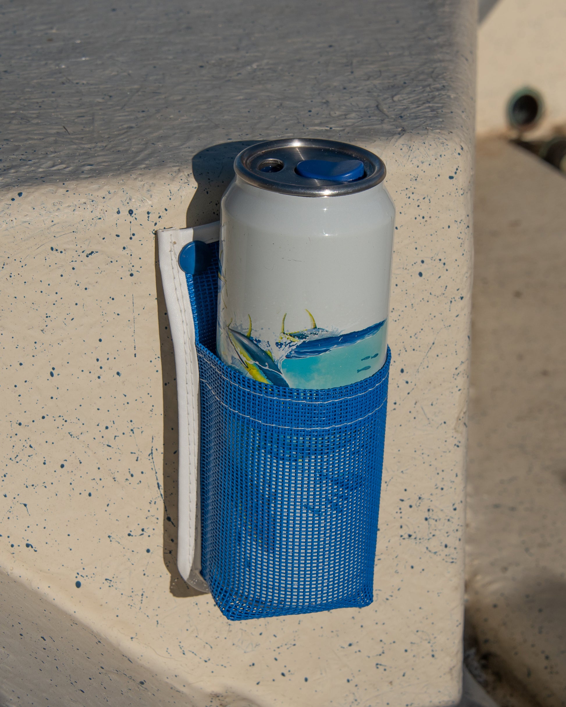 Blue Adhesive Boat Mounted Fabric Drink Holder